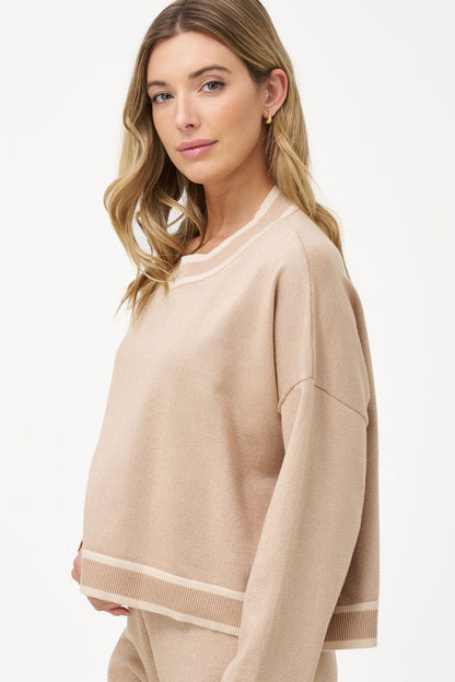 M Italy Metallic Trim Crew Neck Sweater