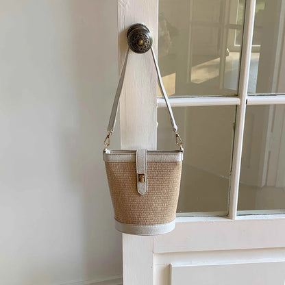 Turn Lock Flat Straw Crossbody