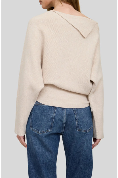 Zoe & Claire Ribbed Sweater with Gold Hardware