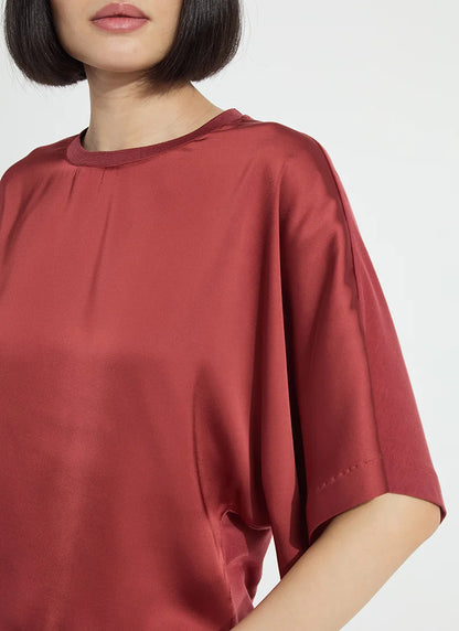 Lysse Ginger Mix Media Dolman Satin Blouse