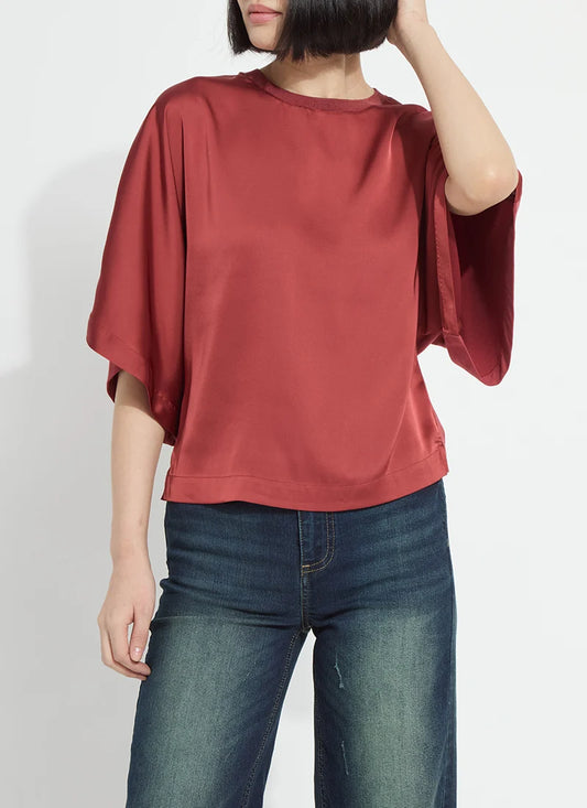 Lysse Ginger Mix Media Dolman Satin Blouse