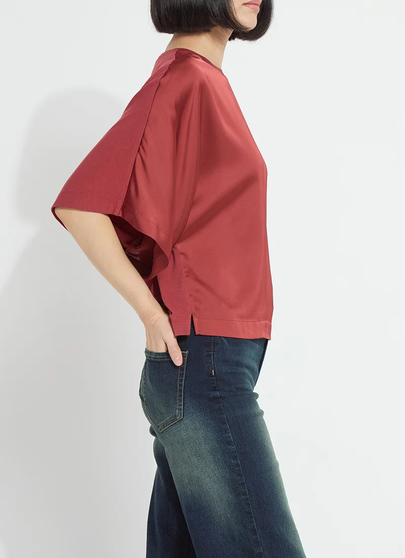Lysse Ginger Mix Media Dolman Satin Blouse