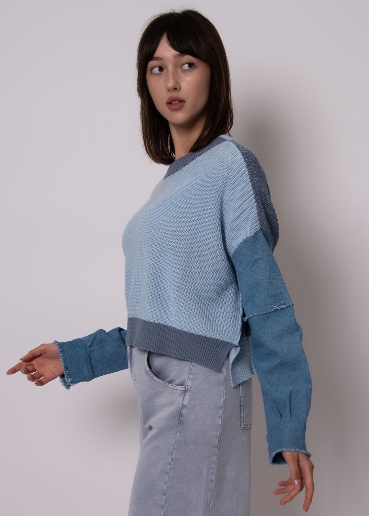 RD Style Rumer Denim Combo Sweater