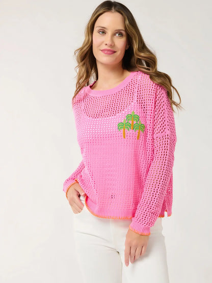 Shiraleah Palm Tree Mesh Sweater