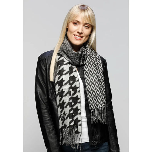 Patchwork Houndstooth Woven Scarf