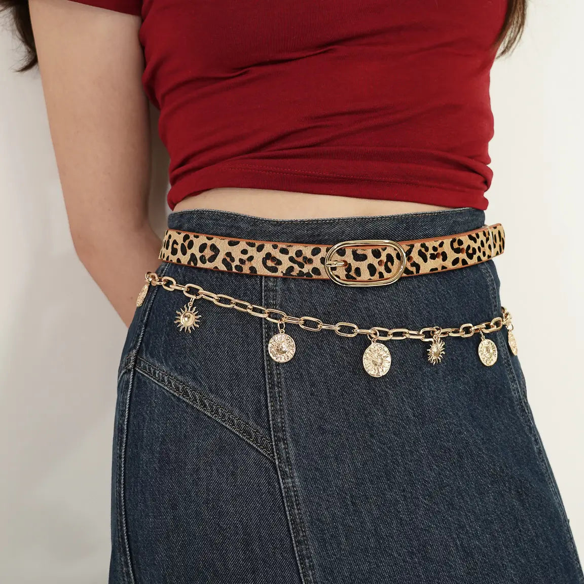 Leopard Print Calf Hair Belt