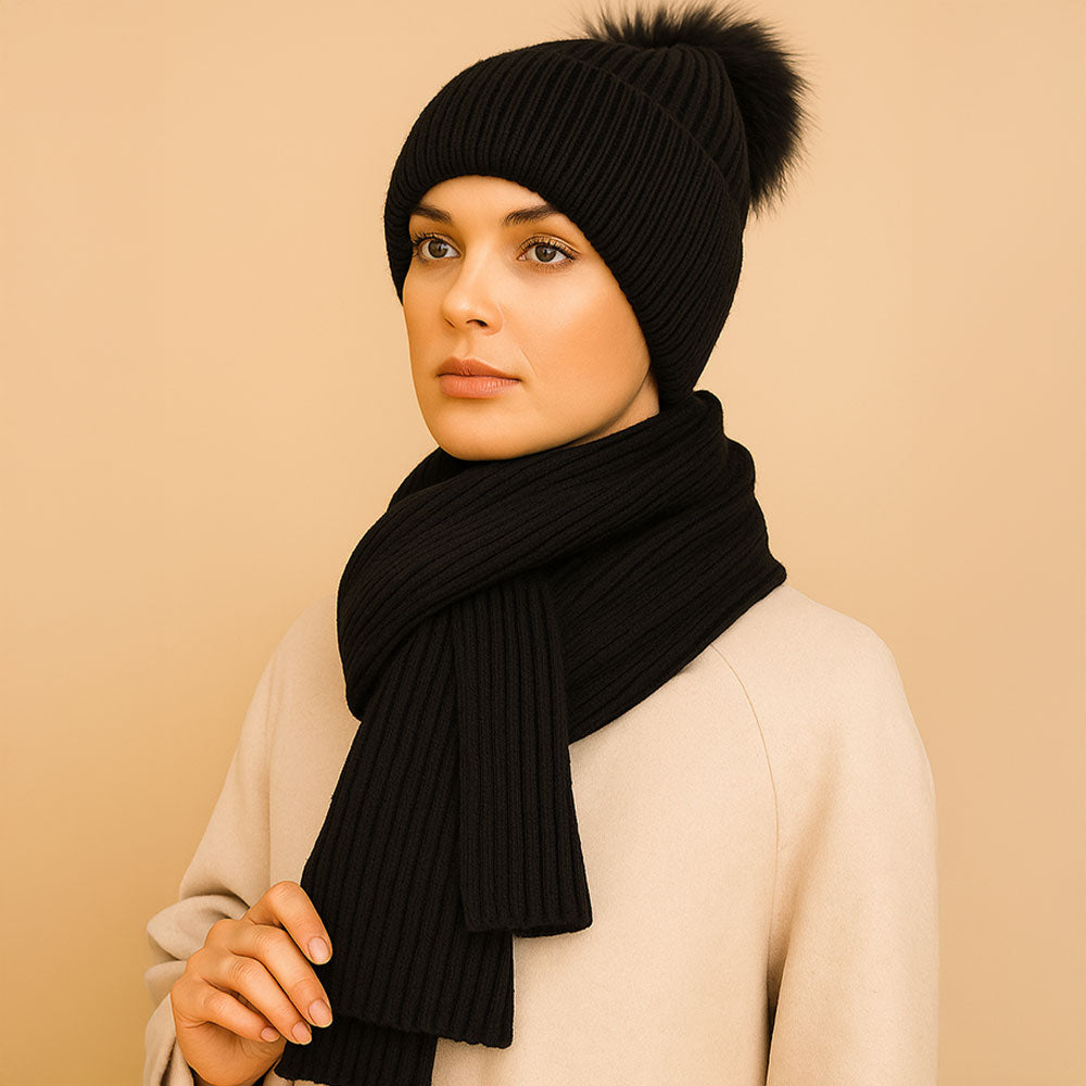 Ribbed Scarf and Hat Set