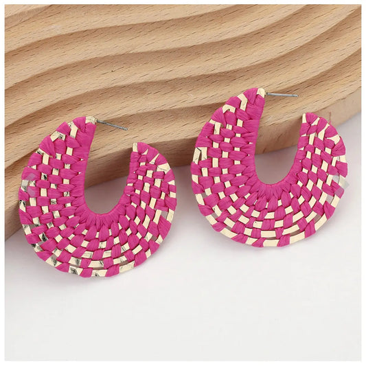 Raffia Wrapped Hoop Earrings