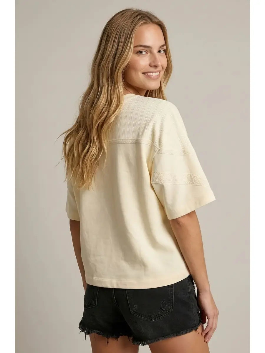 Mix Lace Trim Detail S/S Top