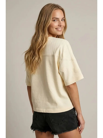 Mix Lace Trim Detail S/S Top