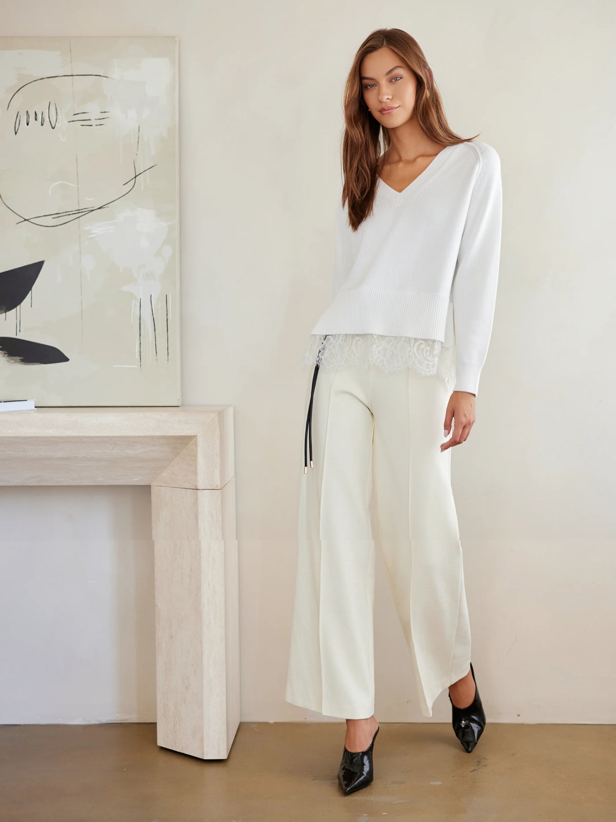 Fifteen Twenty Camila Lace Layered Sweater