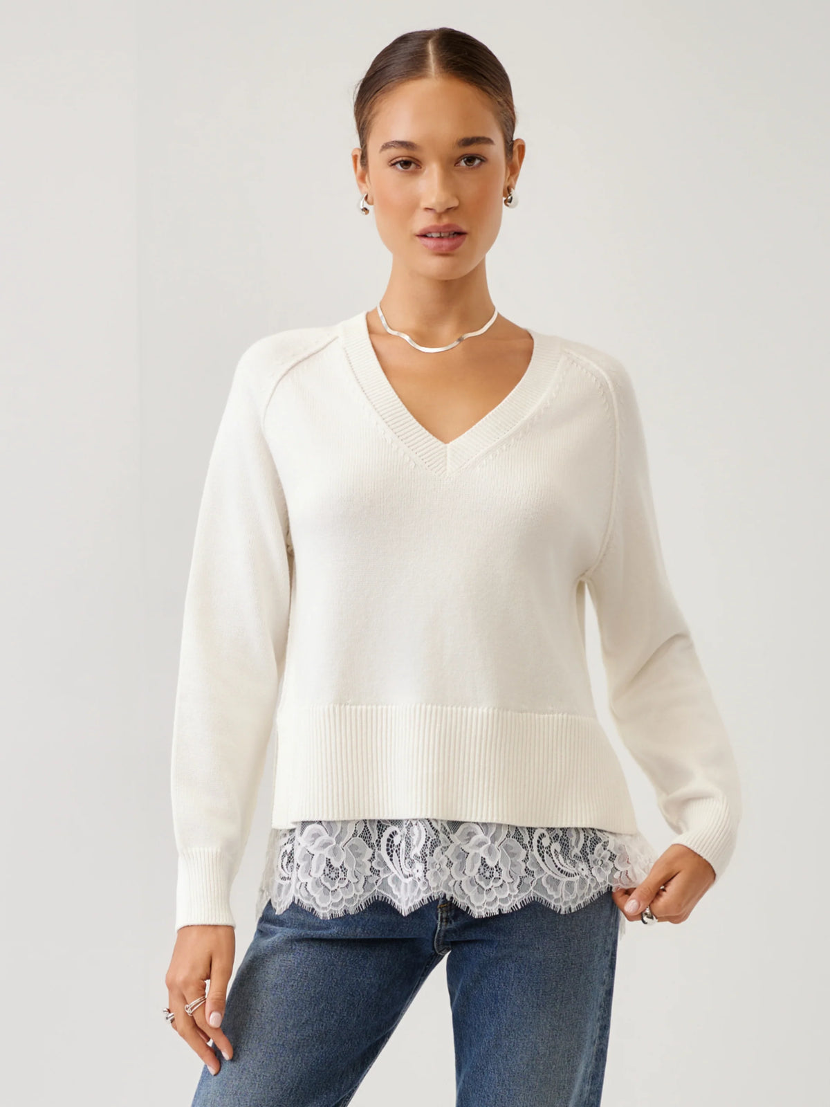 Fifteen Twenty Camila Lace Layered Sweater