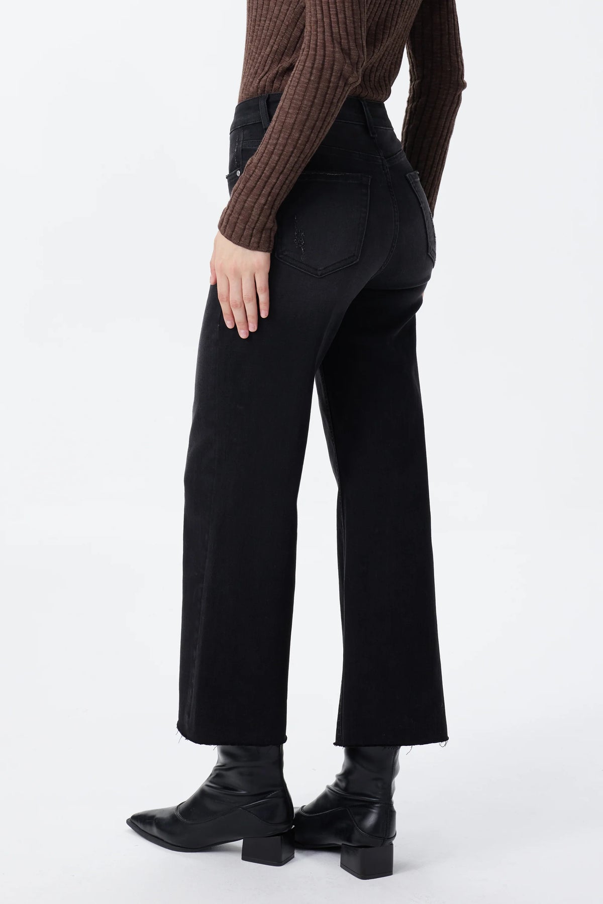 Bayeas High Rise Wide Leg Distressed Denim