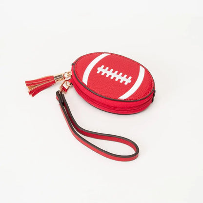 Football Wristlet Coin Pouch W/ Tassel