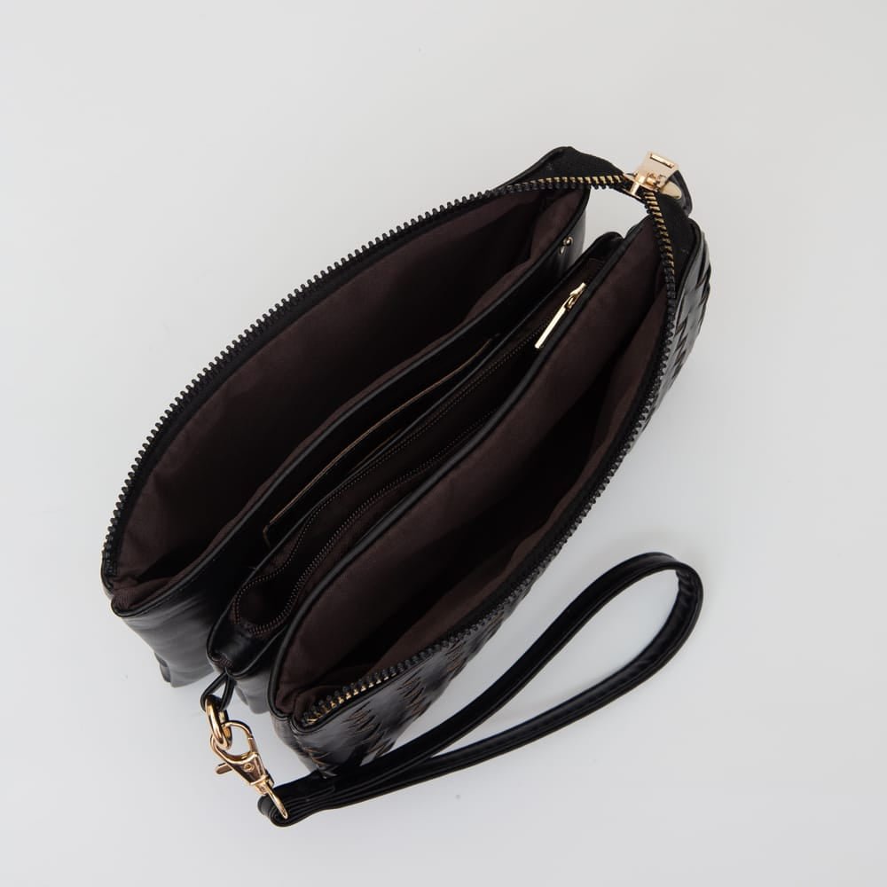 The Kate Woven 3 Compartment Wristlet/ Crossbody Bag