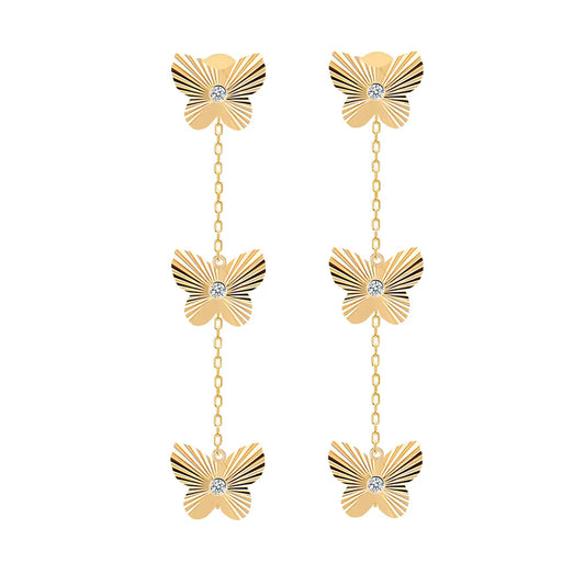 Pave Butterfly Drop Earrings