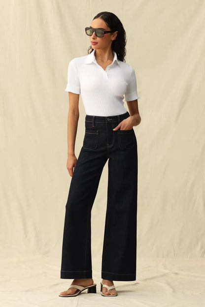 Bayeas High Rise Ankle Wide Leg Jean