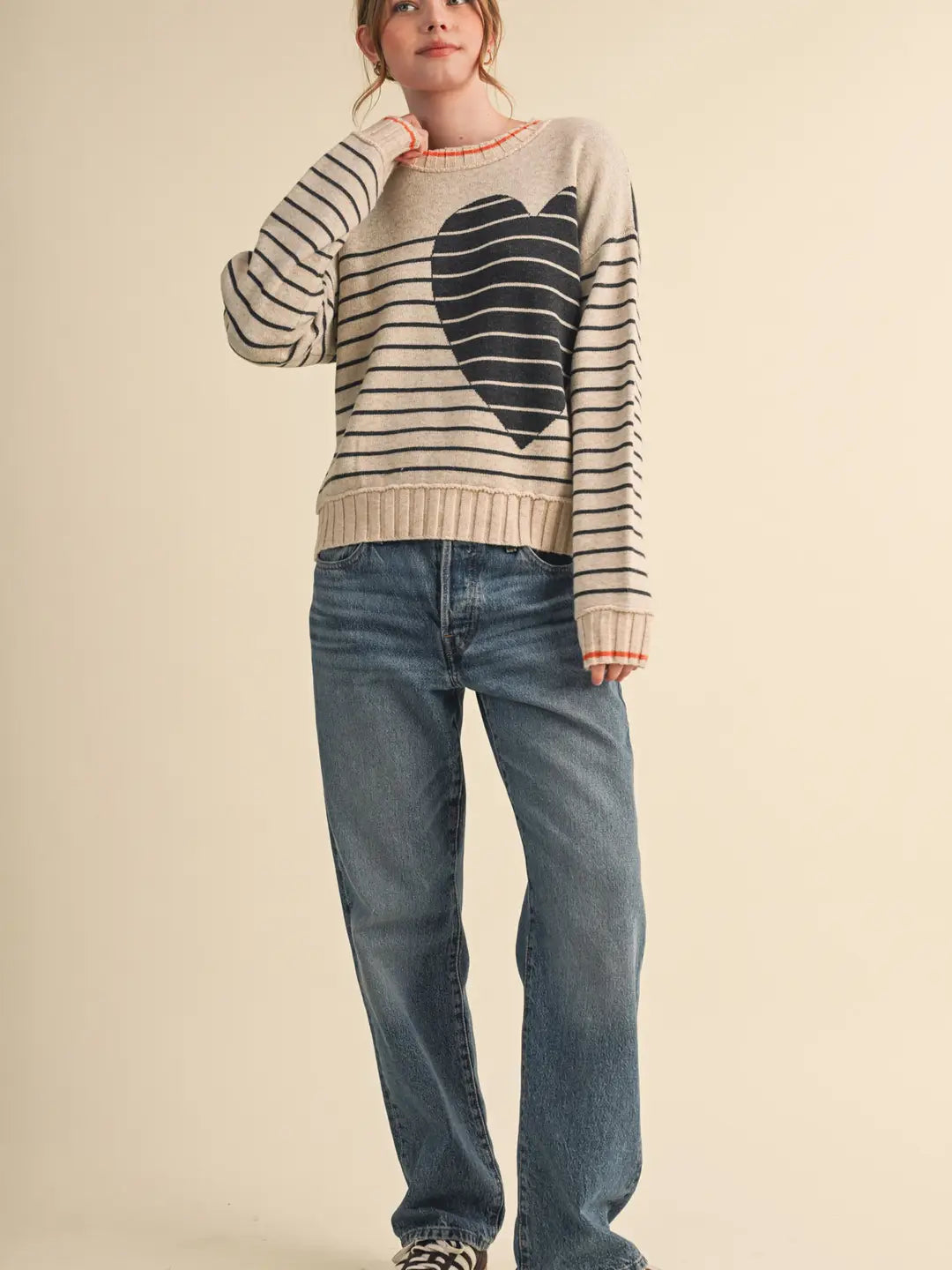Heart Striped Sweater