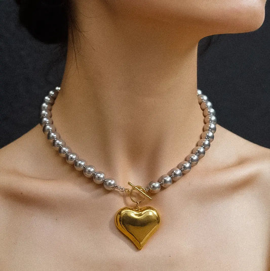 Raissa Two Toned Heart Necklace