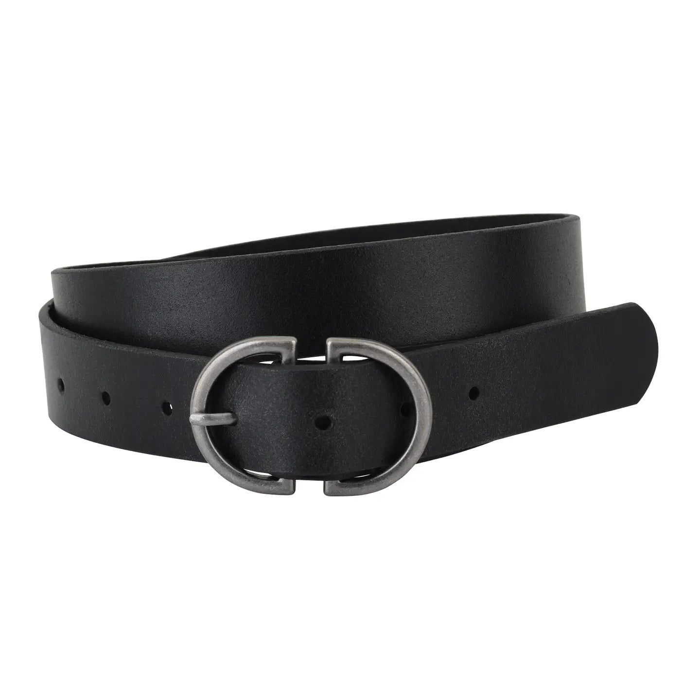 Silver Double D_Ring Buckle Leather Belt