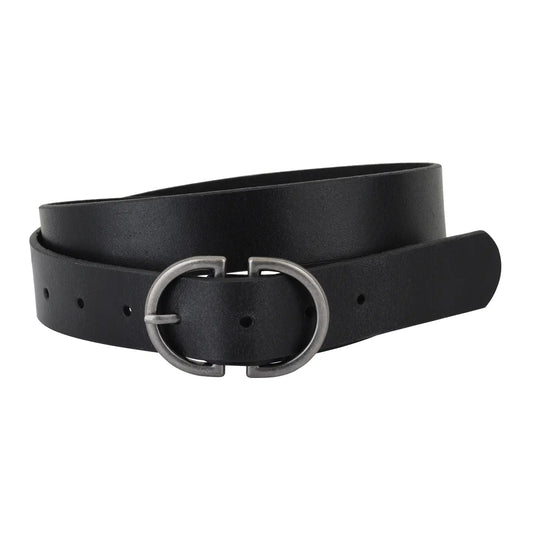 Silver Double D_Ring Buckle Leather Belt