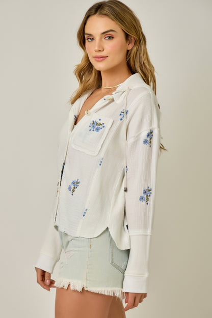 Washed Embroidered Hoodie Jkt
