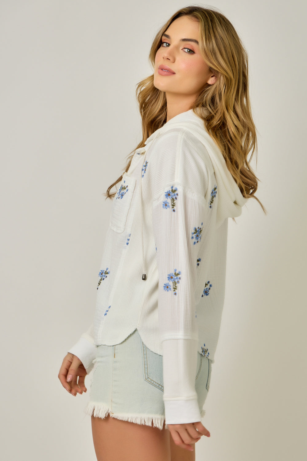 Washed Embroidered Hoodie Jkt