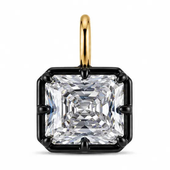 Sahira Georgian Bezel Emerald Cut Charm on Silk Rope Necklace