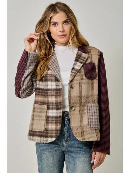 Plaid Mixed Media Sport Coat