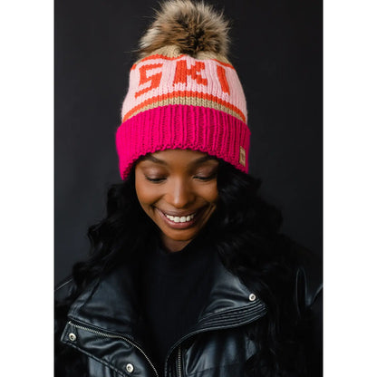 Knit "Ski" Pom Hats