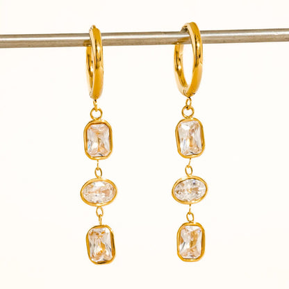 Sunniva CZ Triple Drop Earrings