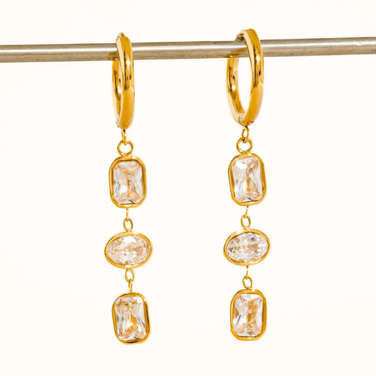 Sunniva CZ Triple Drop Earrings