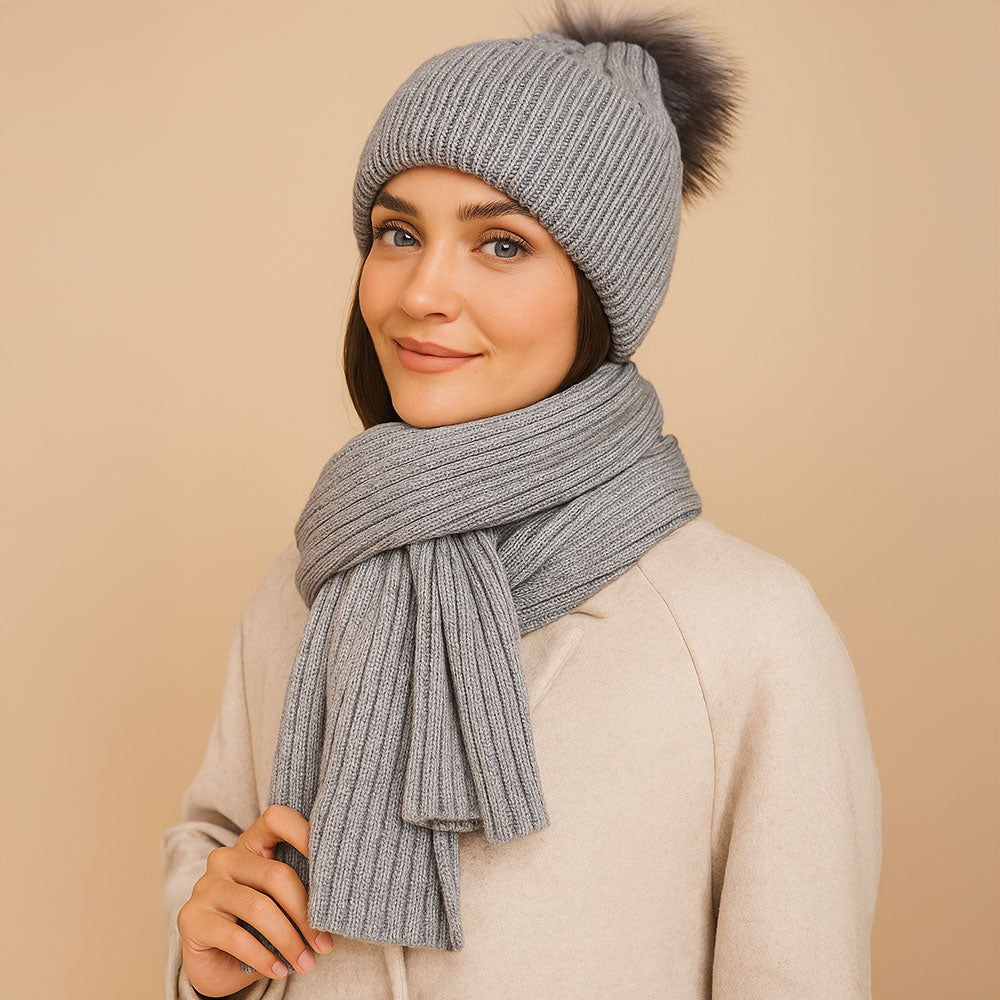 Ribbed Scarf and Hat Set