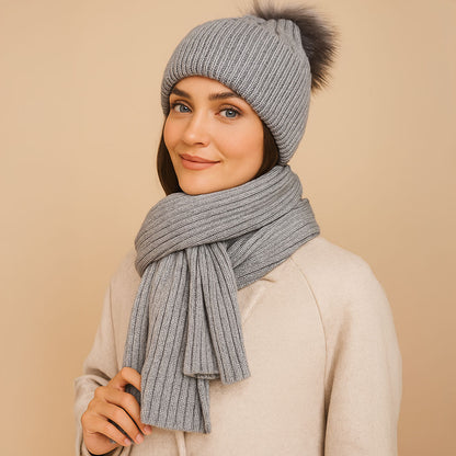 Ribbed Scarf and Hat Set