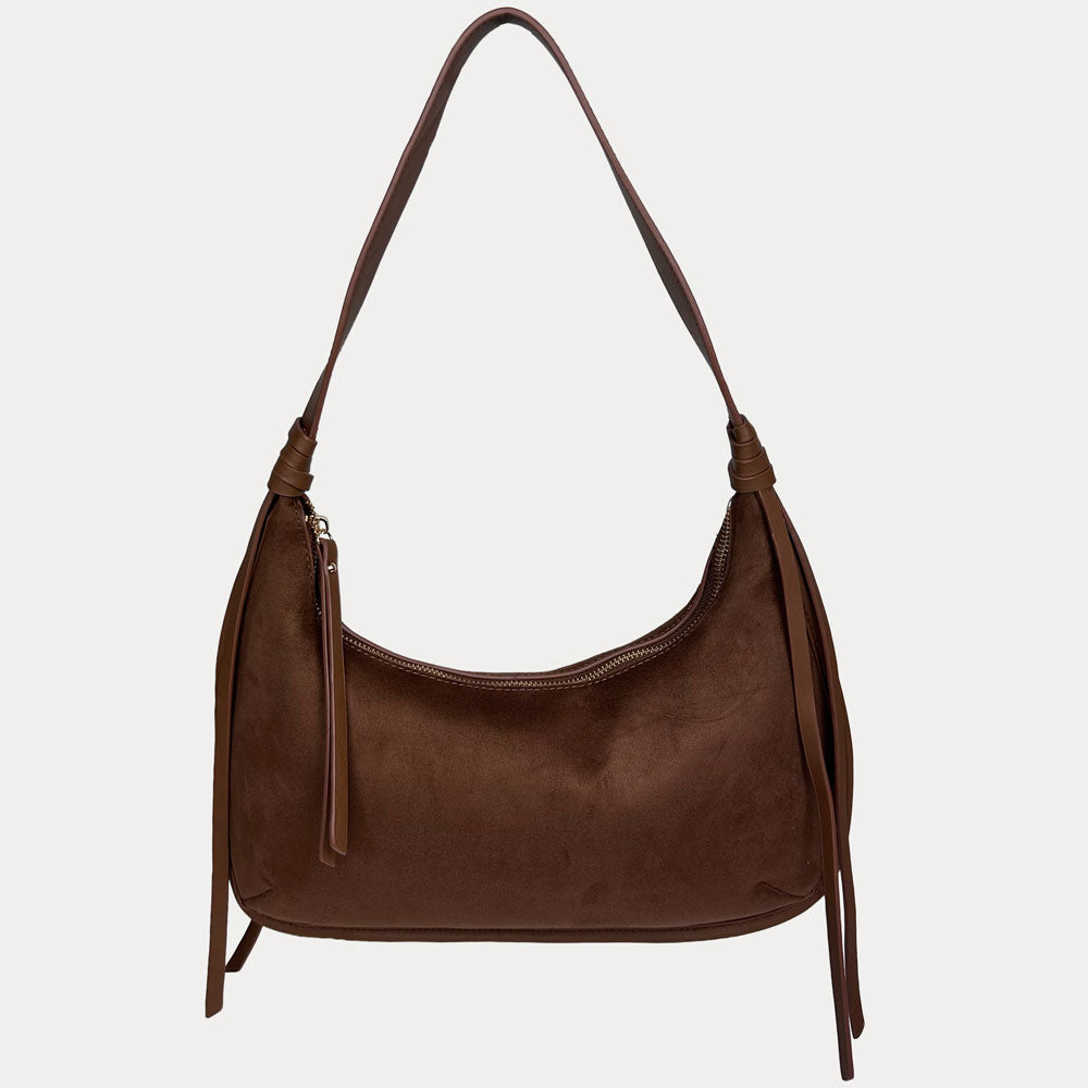 Ahdorned Sara Suede Shoulder Bag W/ Tassle