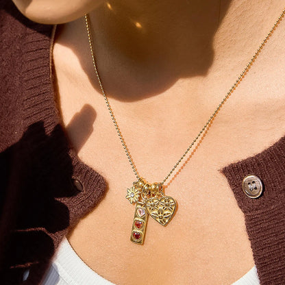 Evarose Floral Heart Charm Necklace