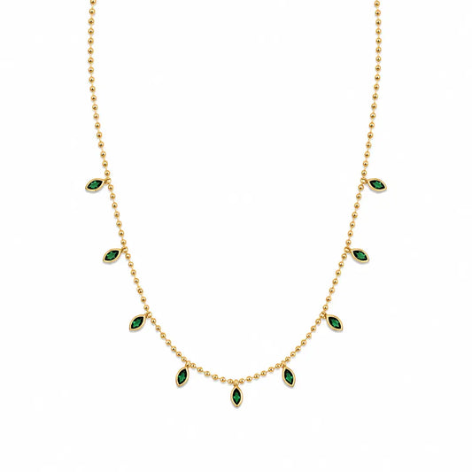Sahira Beaded Emerald Marquise Necklace
