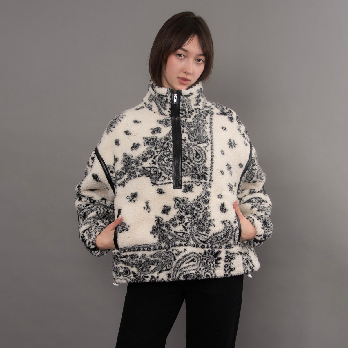 RD Style Mila Printed 1/2 Zip Sherpa