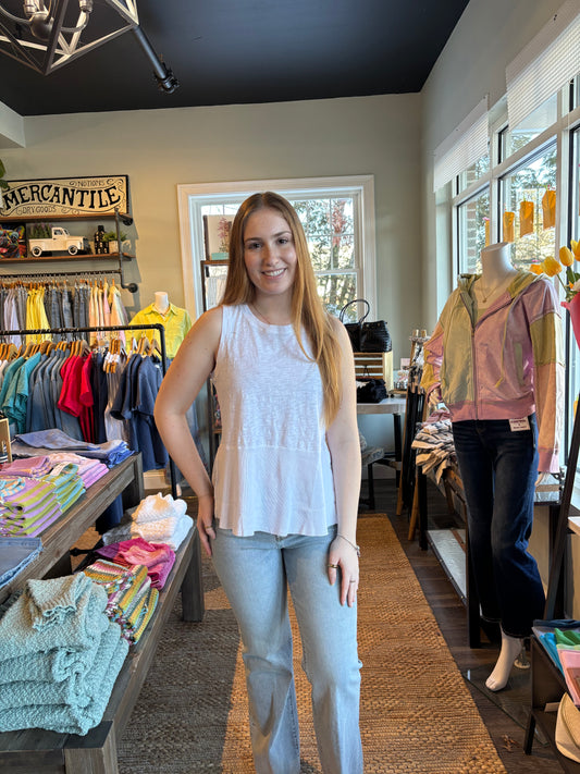 Mododoc Rib Mix Media Peplum Tank