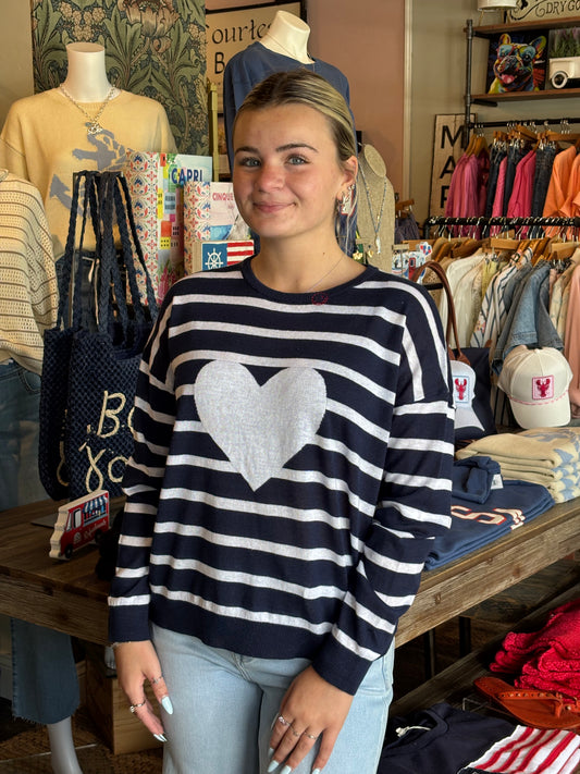 Just Madison Stripe Heart Sweater