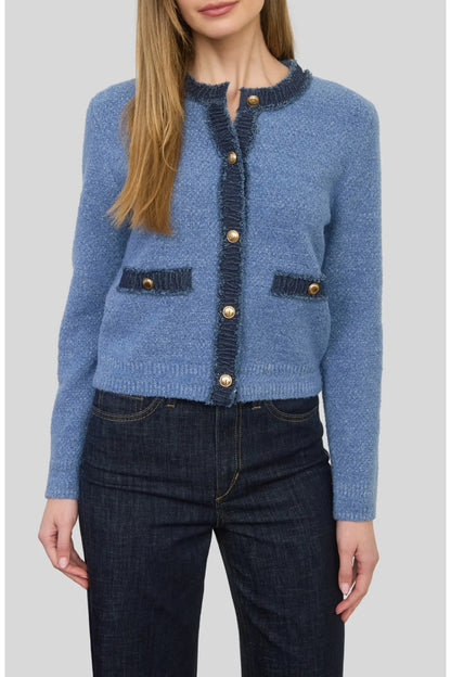 Zoe & Claire Fringe Trim Cardigan