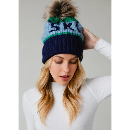 Knit "Ski" Pom Hats