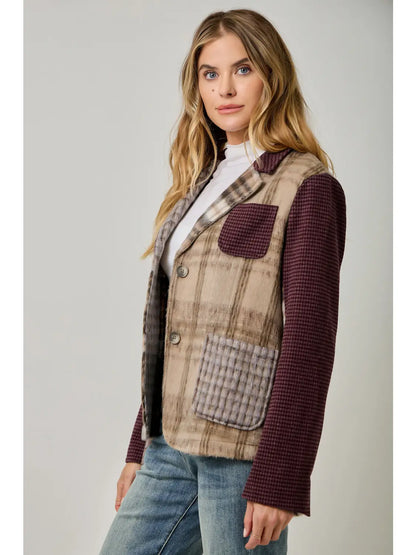 Plaid Mixed Media Sport Coat