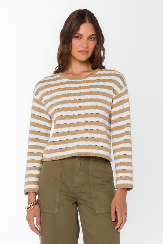 Velvet Heart Striped Cotton Sweater