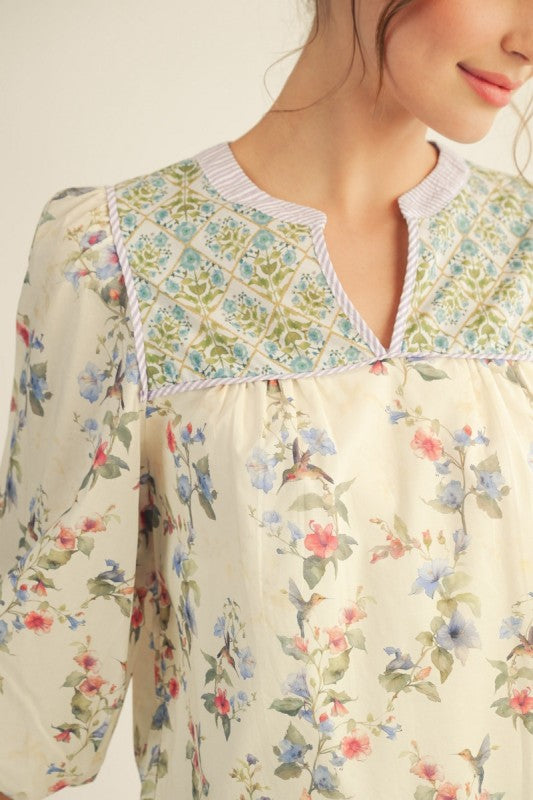 Floral Peasant Style Top