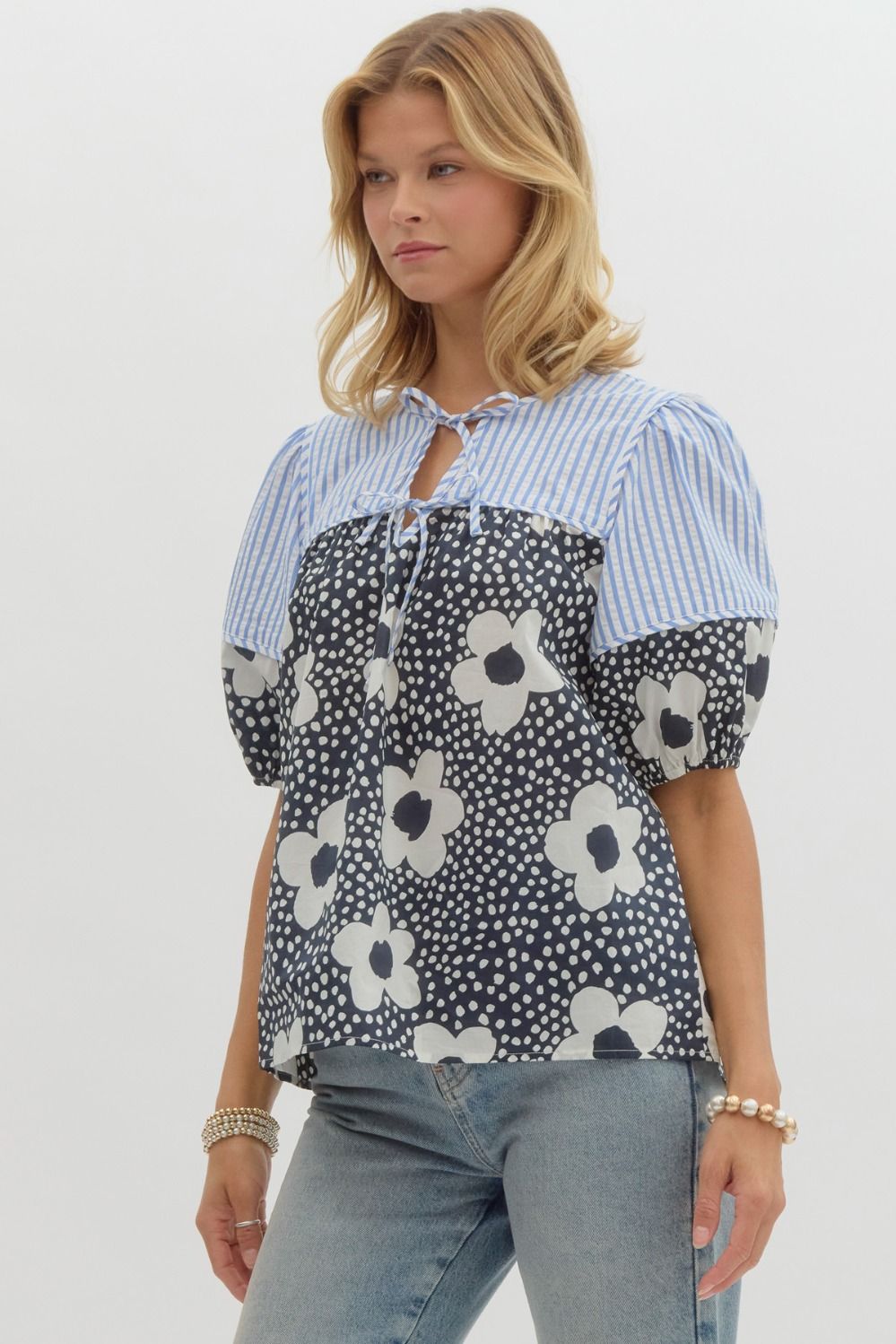 Floral Polka Printed Top