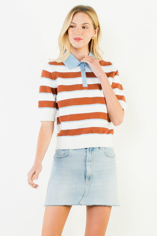 THML Striped Knit Top