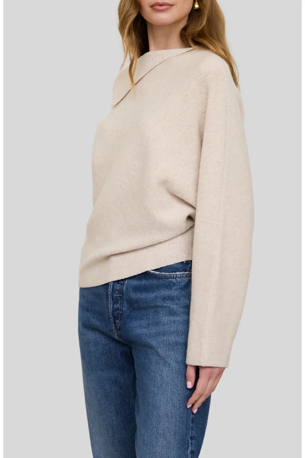Zoe & Claire Ribbed Sweater with Gold Hardware