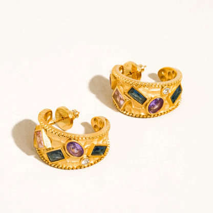 Delmare Vintage Gemstone Hoops