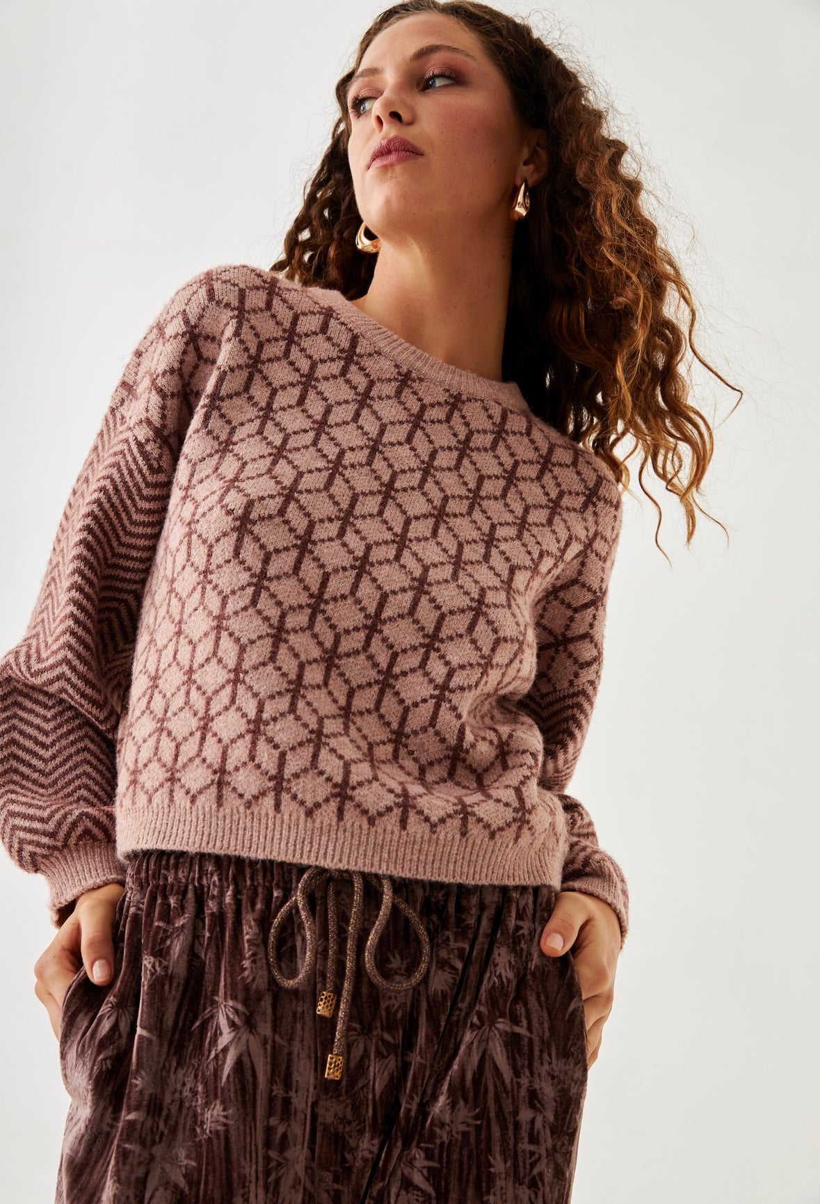 Geometric Crew Neck Sweater